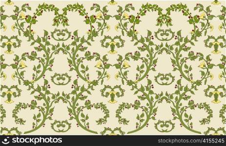 Vector illustration of cool floral background in rococo style