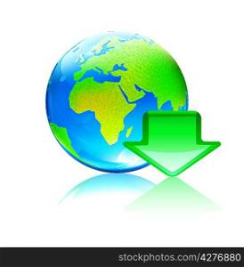 Vector illustration of cool global computer download concept