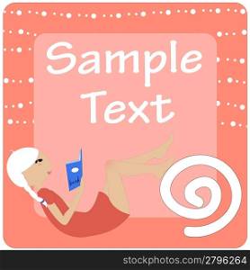 Vector Illustration of cool invitation frame with funky reading Young girl