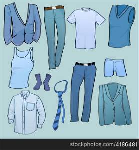Vector illustration of cool Men clothes icon set