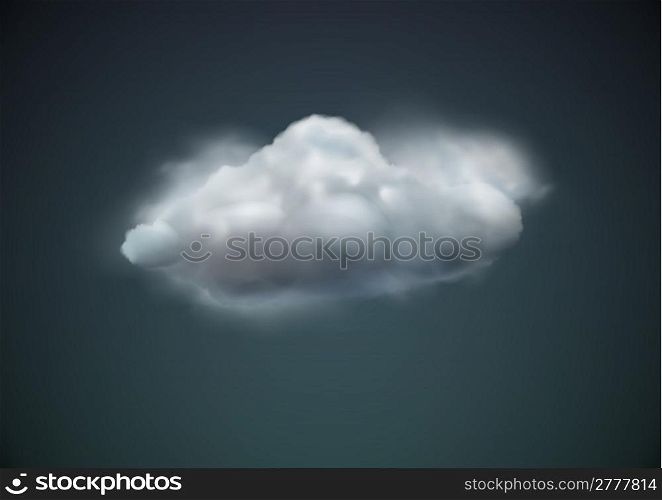 Vector illustration of cool single weather icon - cloud floats in the dark sky