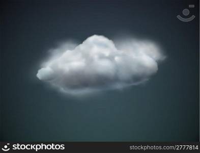 Vector illustration of cool single weather icon - cloud floats in the dark sky