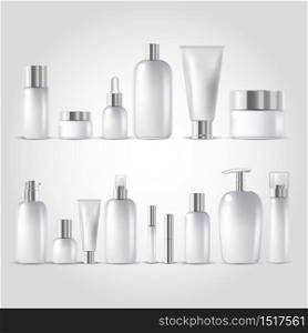 Vector illustration of Cosmetic bottle mock up set isolated packages on white background