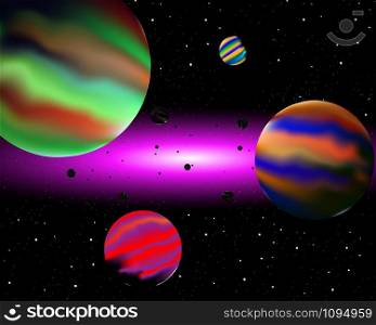 Vector illustration of cosmic space with beautiful stars and light.