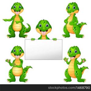 Vector illustration of Crocodile cartoon set