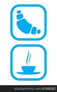 Vector Illustration of Croissant and Tea Icons
