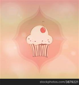 Vector illustration of cupcake. transparency blend and gradient mesh background