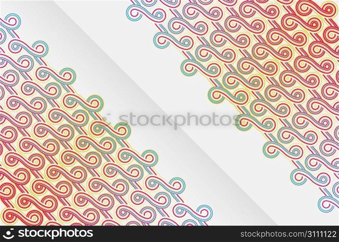 Vector illustration of cute abstract ribbon corners with central diagonal copy space for custom elements.