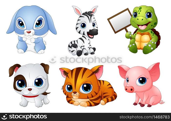 Vector illustration of Cute Animals cartoon set