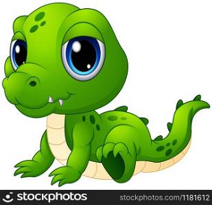 Vector illustration of Cute baby crocodile cartoon