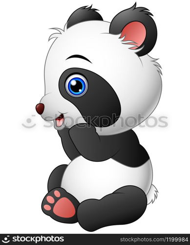 Vector illustration of Cute baby panda sitting