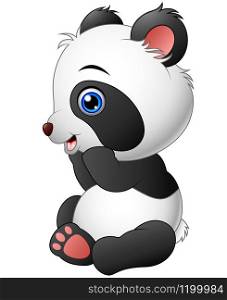 Vector illustration of Cute baby panda sitting