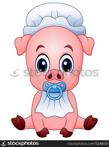 Vector illustration of Cute baby pig cartoon