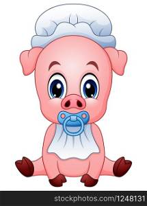 Vector illustration of Cute baby pig cartoon