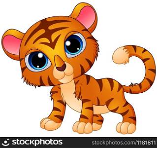 Vector illustration of Cute baby tiger cartoon