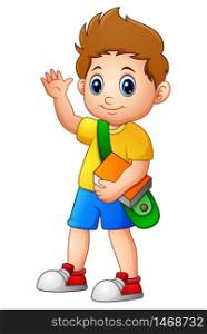 Vector illustration of Cute boy go to school