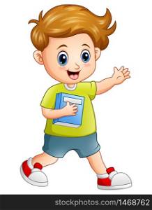 Vector illustration of Cute boy with holding a book