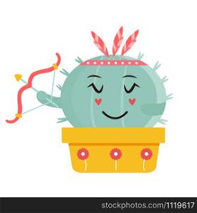 Vector illustration of cute cartoon cactus.. Vector illustration of cute indian cartoon cactus