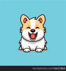 Vector illustration of Cute dog cartoon laughing