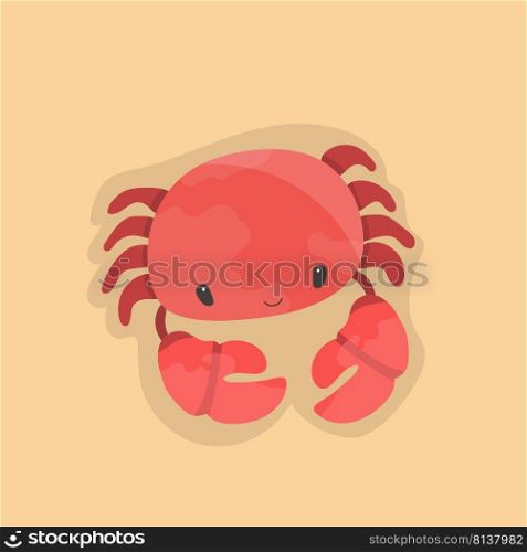 Vector illustration of cute flat crab. 