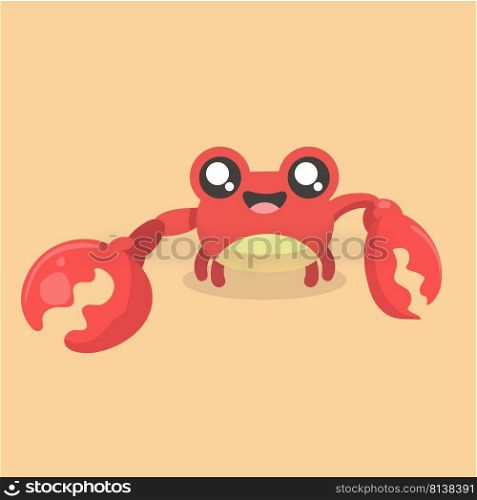 Vector illustration of cute flat crab. 