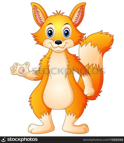 Vector illustration of Cute fox cartoon standing