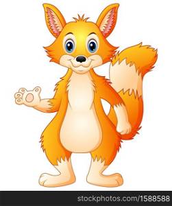 Vector illustration of Cute fox cartoon standing