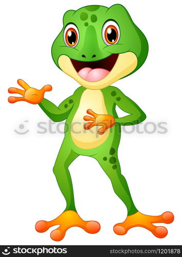 Vector illustration of Cute frog cartoon posing