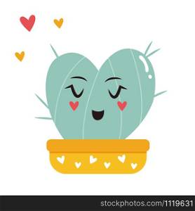 Vector illustration of cute heart-cactus in the pot. Vector illustration of cute heart-cactus in a pot