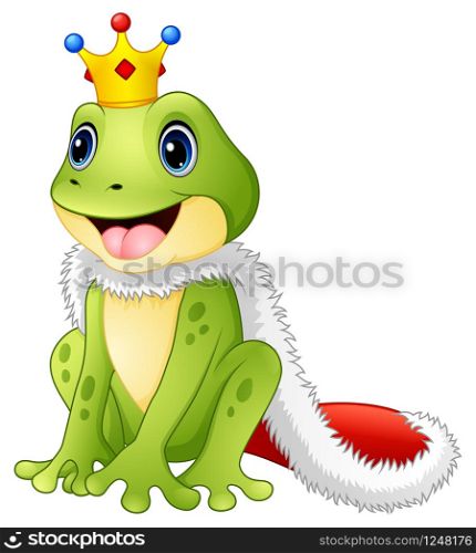 Vector illustration of Cute king frog cartoon