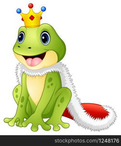 Vector illustration of Cute king frog cartoon