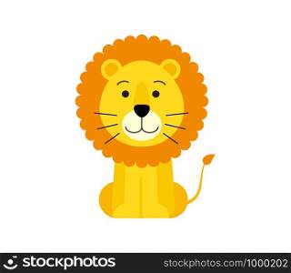 Vector illustration of cute lion cartoon isolated on white background