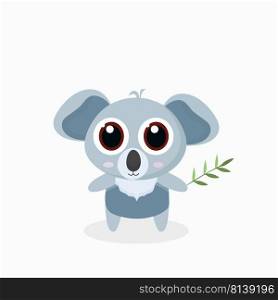 Vector illustration of cute little cartoon koala.