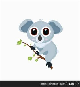 Vector illustration of cute little cartoon koala.
