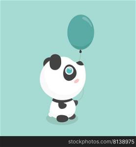 Vector illustration of cute little cartoon panda on pastel background. . Vector illustration of cute little cartoon panda