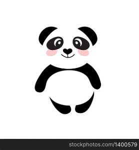 Vector illustration of cute little cartoon panda. Smiling Asian bear isolated on white background. Vector illustration of cute little cartoon panda.