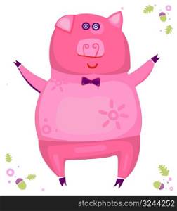Vector illustration of cute Little piglet
