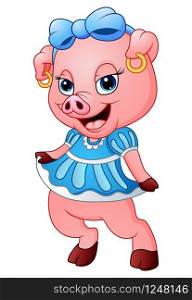Vector illustration of Cute pig cartoon posing