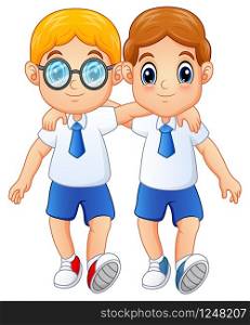 Vector illustration of Cute schoolboys in a school uniform