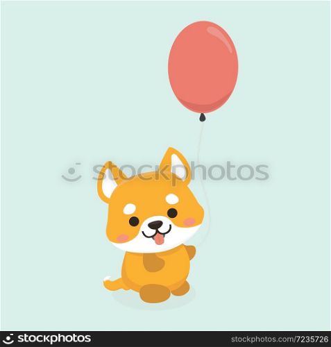 Vector illustration of cute Shiba Inu dog.
