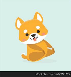 Vector illustration of cute Shiba Inu dog.