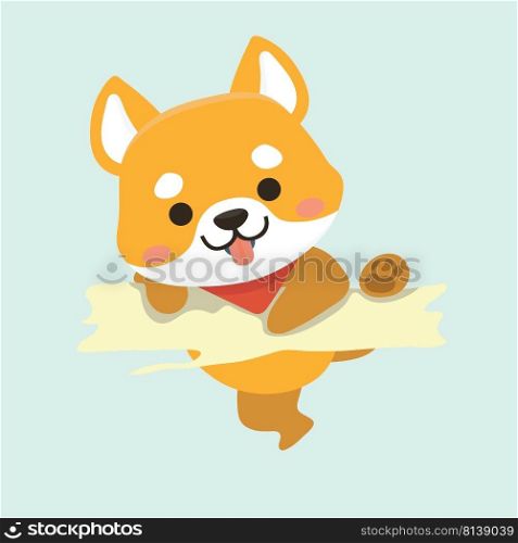Vector illustration of cute Shiba Inu dog.  