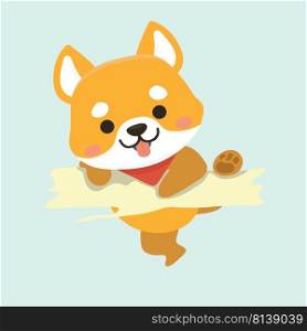 Vector illustration of cute Shiba Inu dog.  