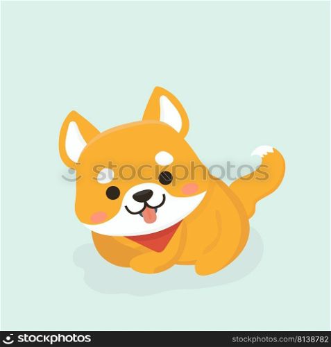 Vector illustration of cute Shiba Inu dog on pastel background.. Vector illustration of cute Shiba Inu dog