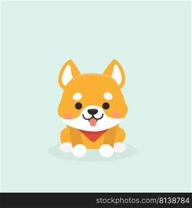 Vector illustration of cute Shiba Inu dog on pastel background.. Vector illustration of cute Shiba Inu dog