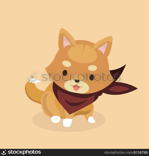 Vector illustration of cute Shiba Inu dog on pastel background. . Vector illustration of cute Shiba Inu dog 