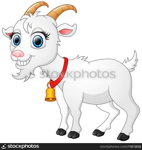 Vector illustration of Cute white goat cartoon