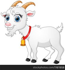Vector illustration of Cute white goat cartoon