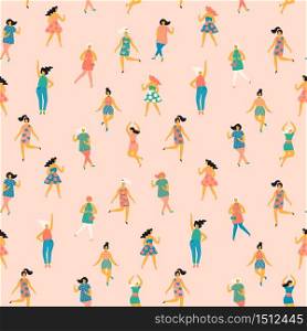 Vector illustration of dancing women. Trendy retro style. Seamless pattern.. Vector illustration of dancing women. Seamless pattern.