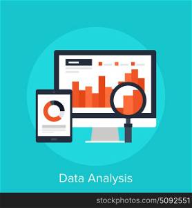 Vector illustration of data analysis flat design concept.. Data Analysis